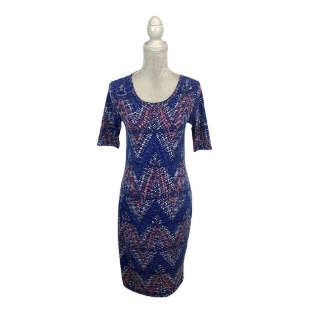 LuLaRoe Chevron Print‎ Julia Dress Form Fitting M